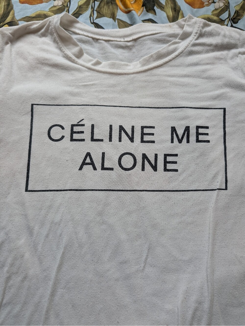 "Celine Me Alone" White Cotton T-Shirt – Women's Graphic Tee Size Medium - Picture 3 of 5